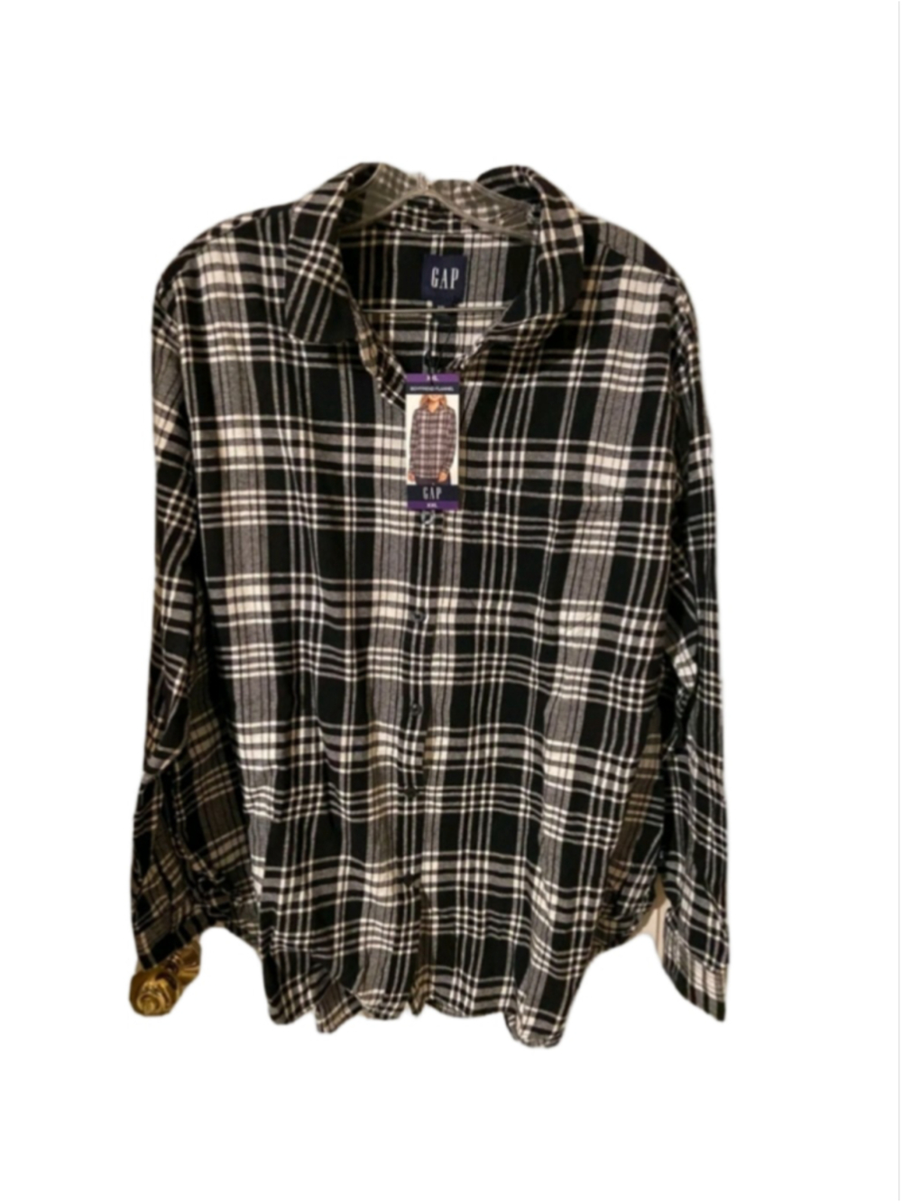 Gap Boyfriend Flannel Womens Knit Button Up Top